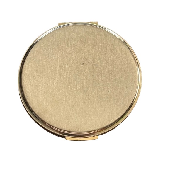 Volupte Mirrored Compact Etched Floral Pattern Round Gold Tone Snap Vintage - Picture 6 of 6